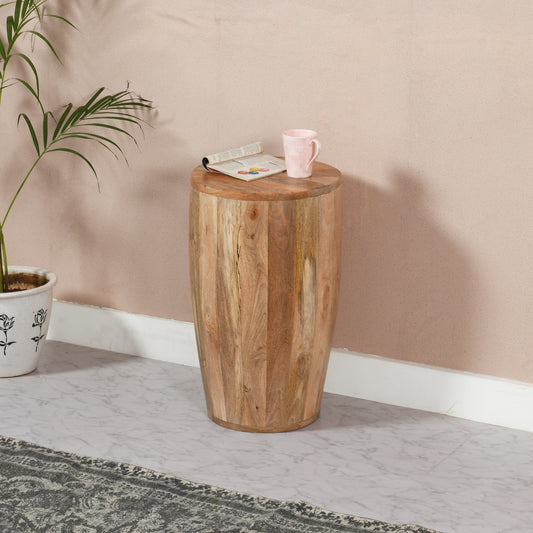 Rough Swan Timber Drum Side Table