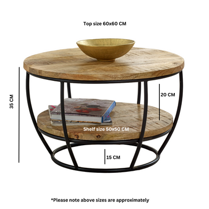 Rough Swan Timber Coffee Table With Shelf