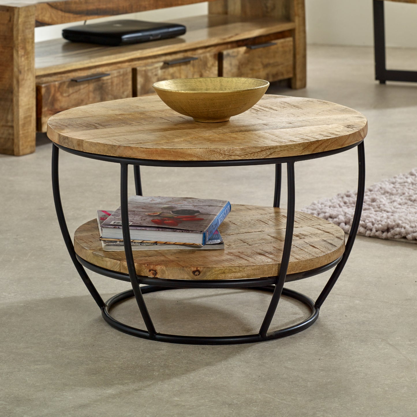 Rough Swan Timber Coffee Table With Shelf