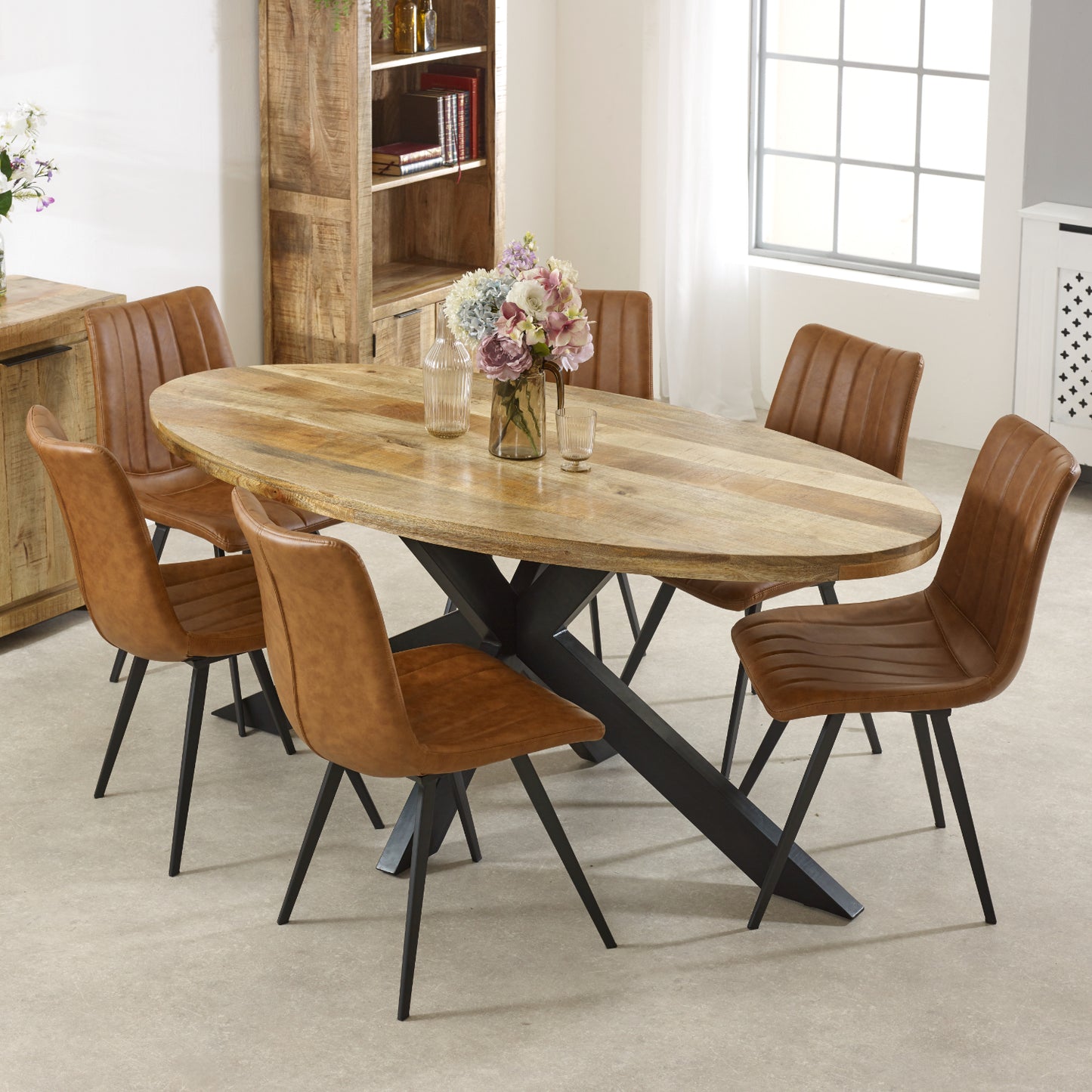 Rough Swan Timber Oval Dining Table 6-8 Seater