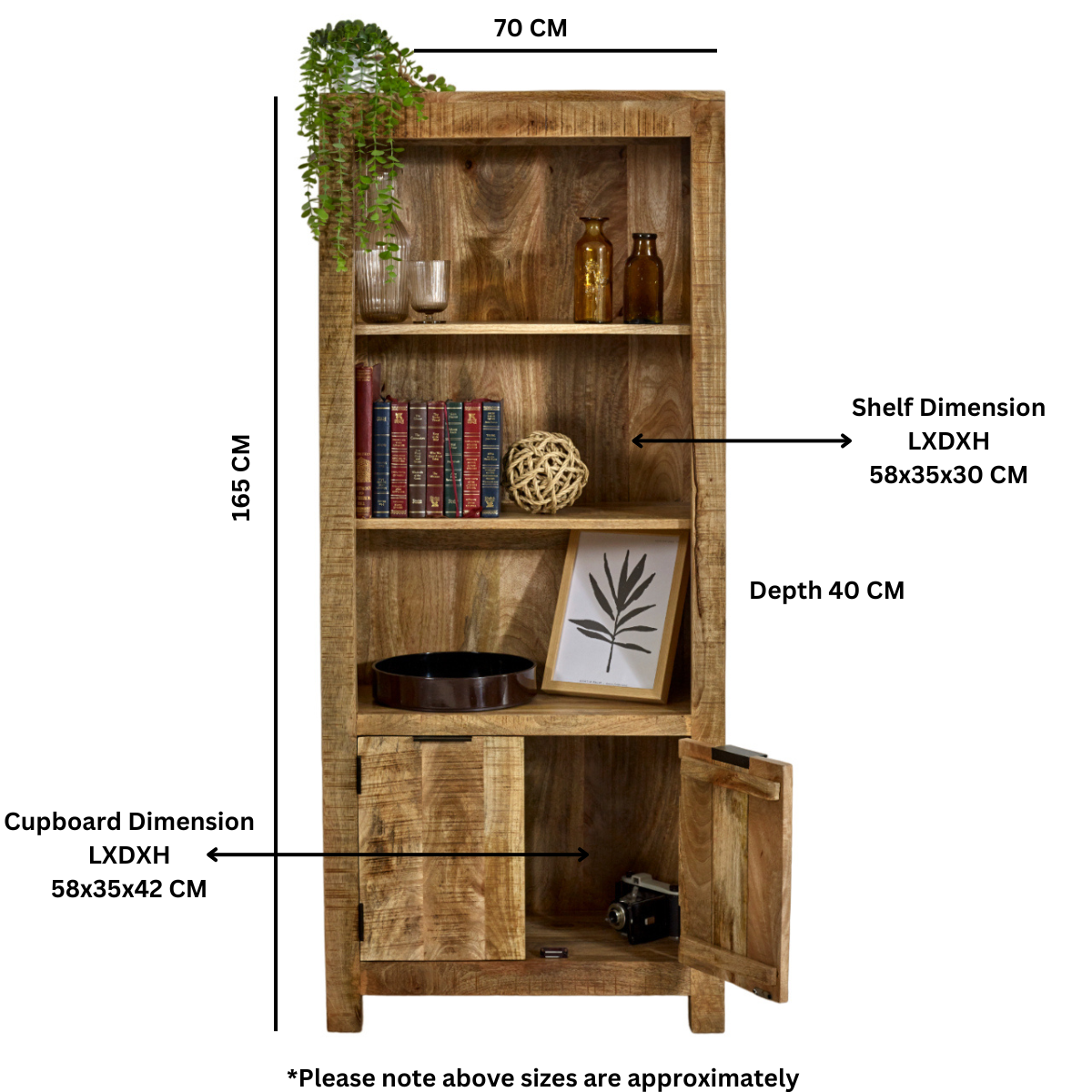 Rough Swan Timber Bookcase With Doors