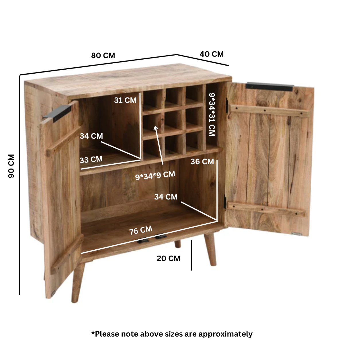 Rough Swan Timber Bar Cabinet  Sideboard