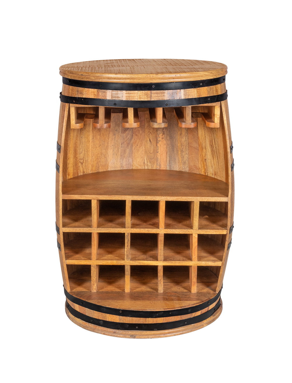 Rough Swan Timber Barrel Wine Bar Cabinet