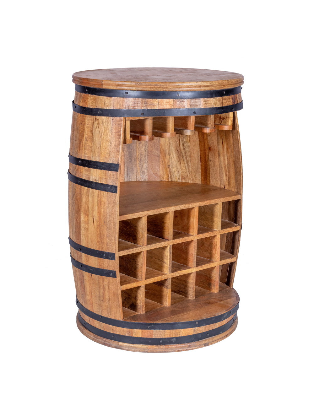 Rough Swan Timber Barrel Wine Bar Cabinet