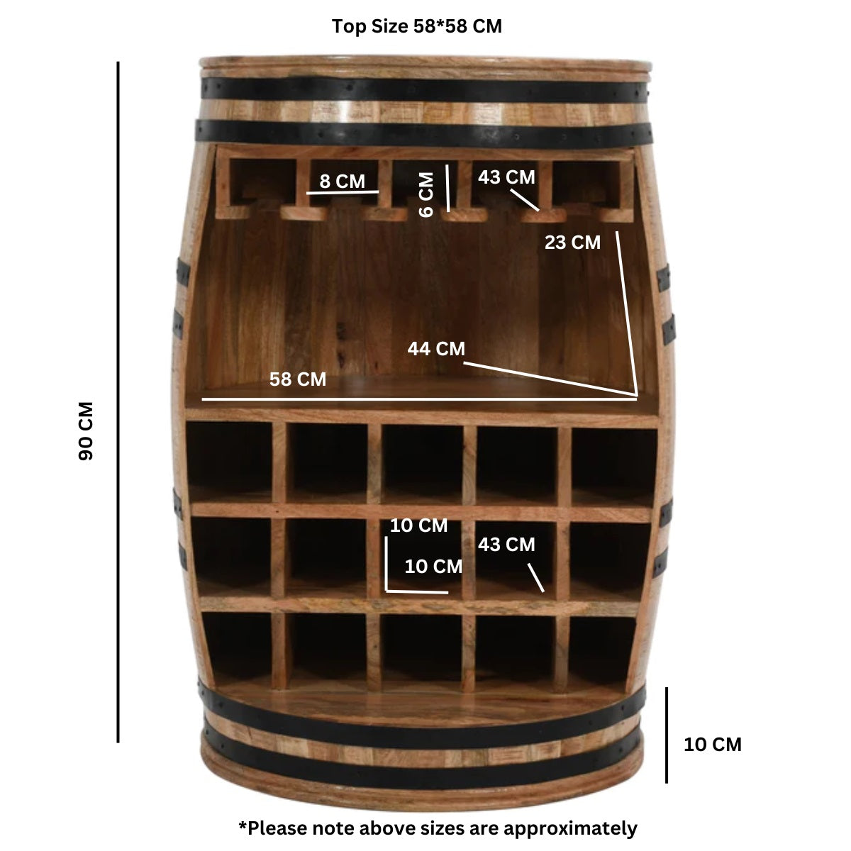 Rough Swan Timber Barrel Wine Bar Cabinet