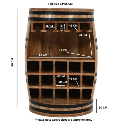 Rough Swan Timber Barrel Wine Bar Cabinet