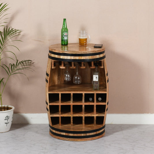 Rough Swan Timber Barrel Wine Bar Cabinet