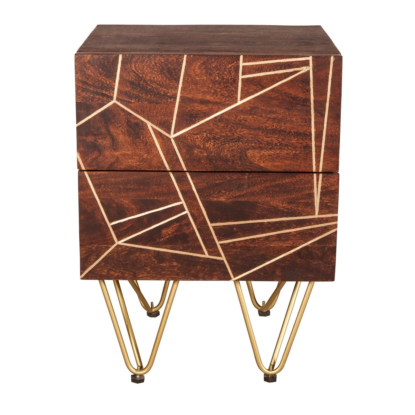 Boston Dark Gold 2 Drawer Side Table