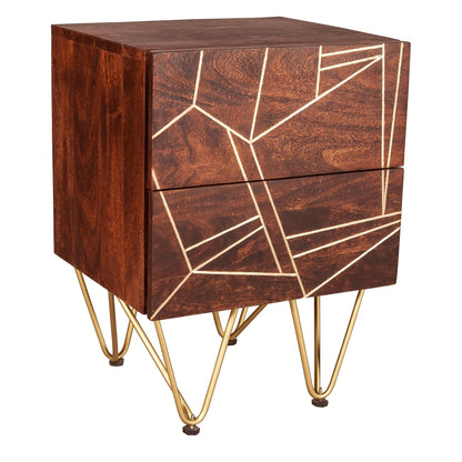 Boston Dark Gold 2 Drawer Side Table