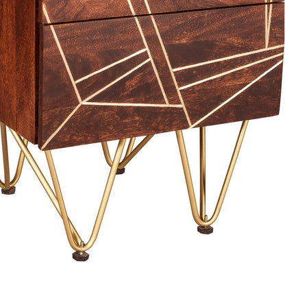 Boston Dark Gold 2 Drawer Side Table