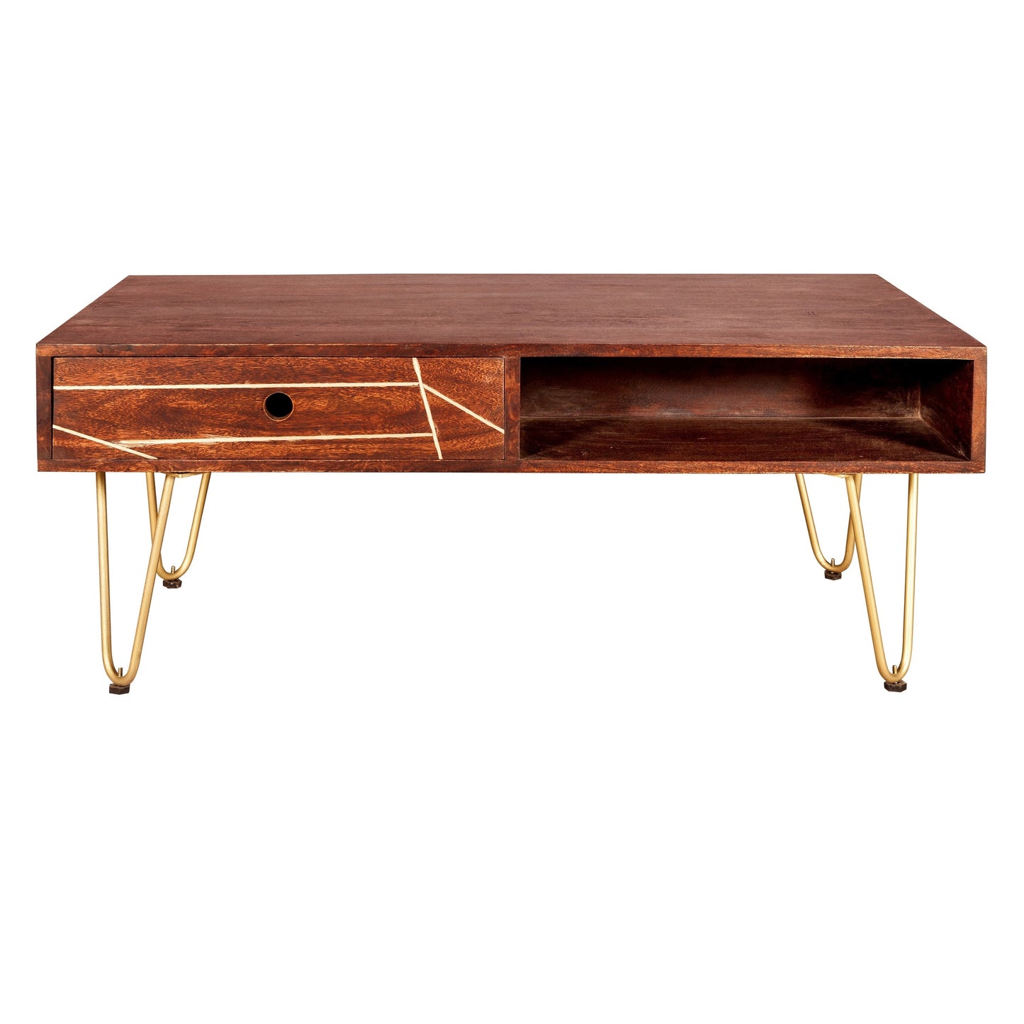 Boston Dark Gold Rectangular Coffee Table With Drawer