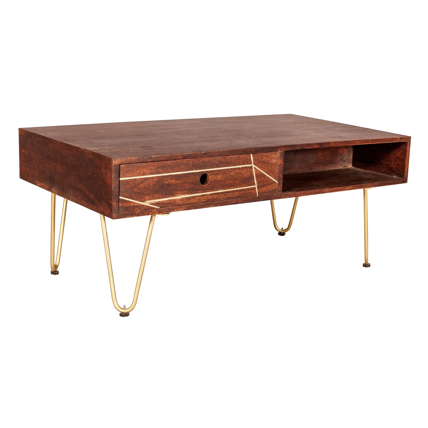 Boston Dark Gold Rectangular Coffee Table With Drawer