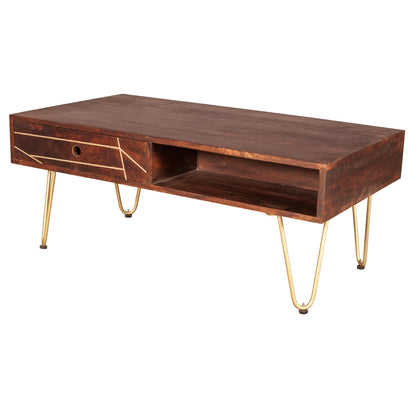 Boston Dark Gold Rectangular Coffee Table With Drawer