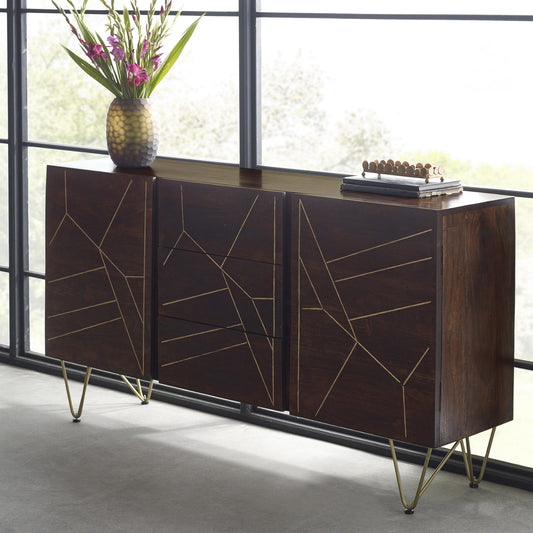 Boston Dark Gold Extra Large Sideboard 3 Drawers And 2 Doors