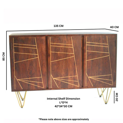 Boston Dark Gold Large Sideboard 3 Door