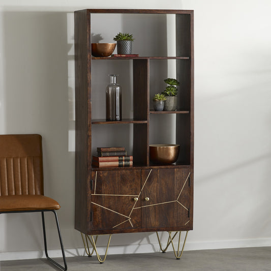 Boston Dark Gold Large Bookcase 2 Door