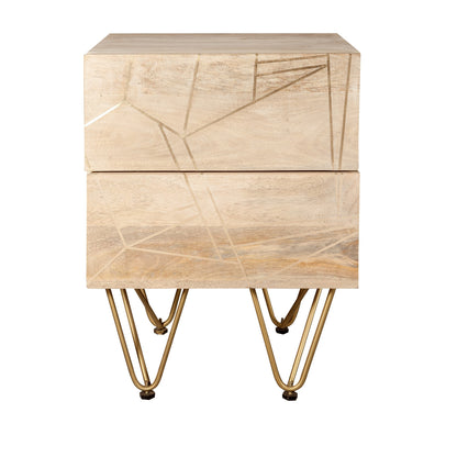 Boston Light Gold 2 Drawer Side Table