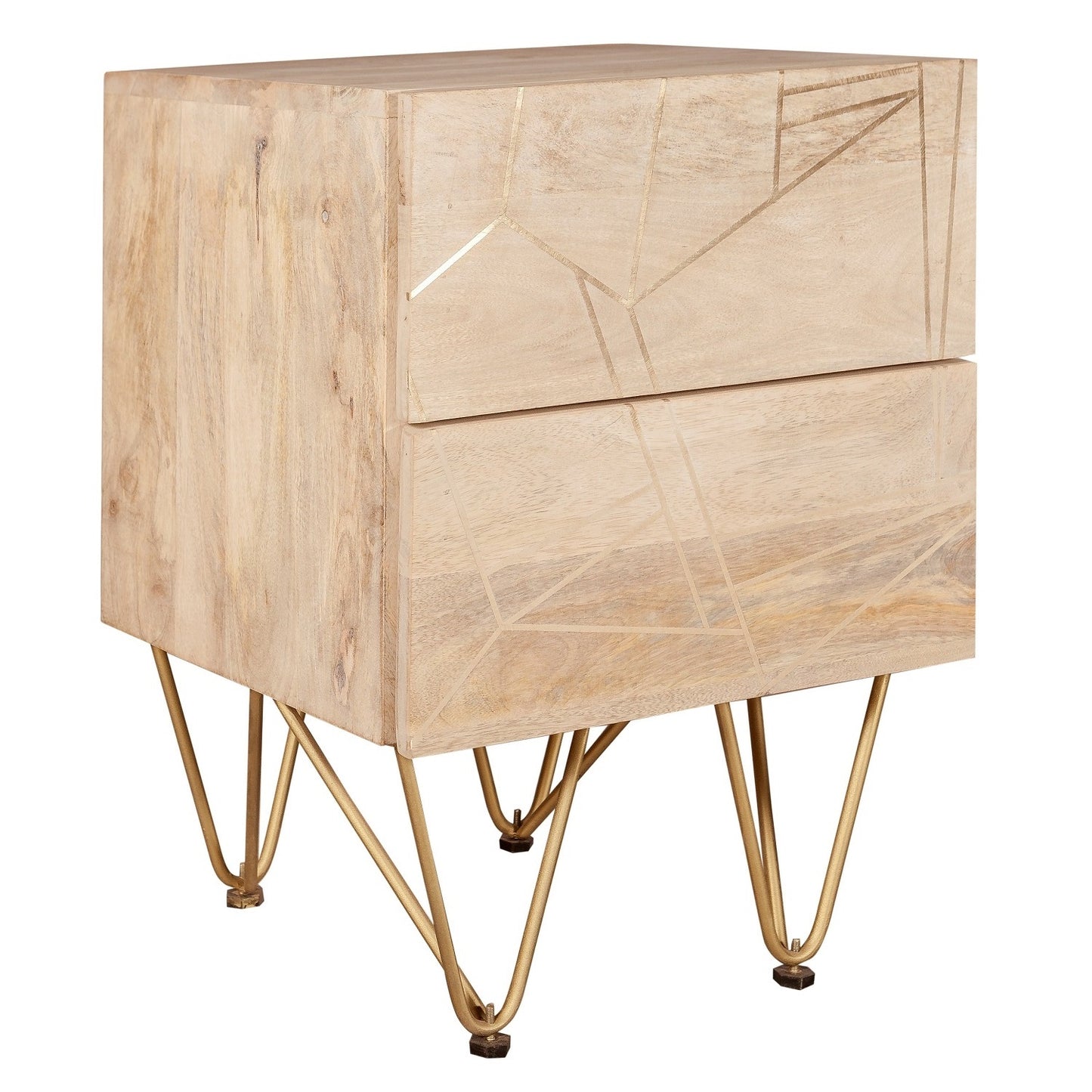 Boston Light Gold 2 Drawer Side Table