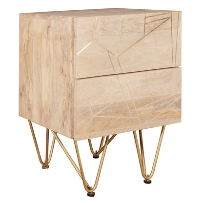 Boston Light Gold 2 Drawer Side Table