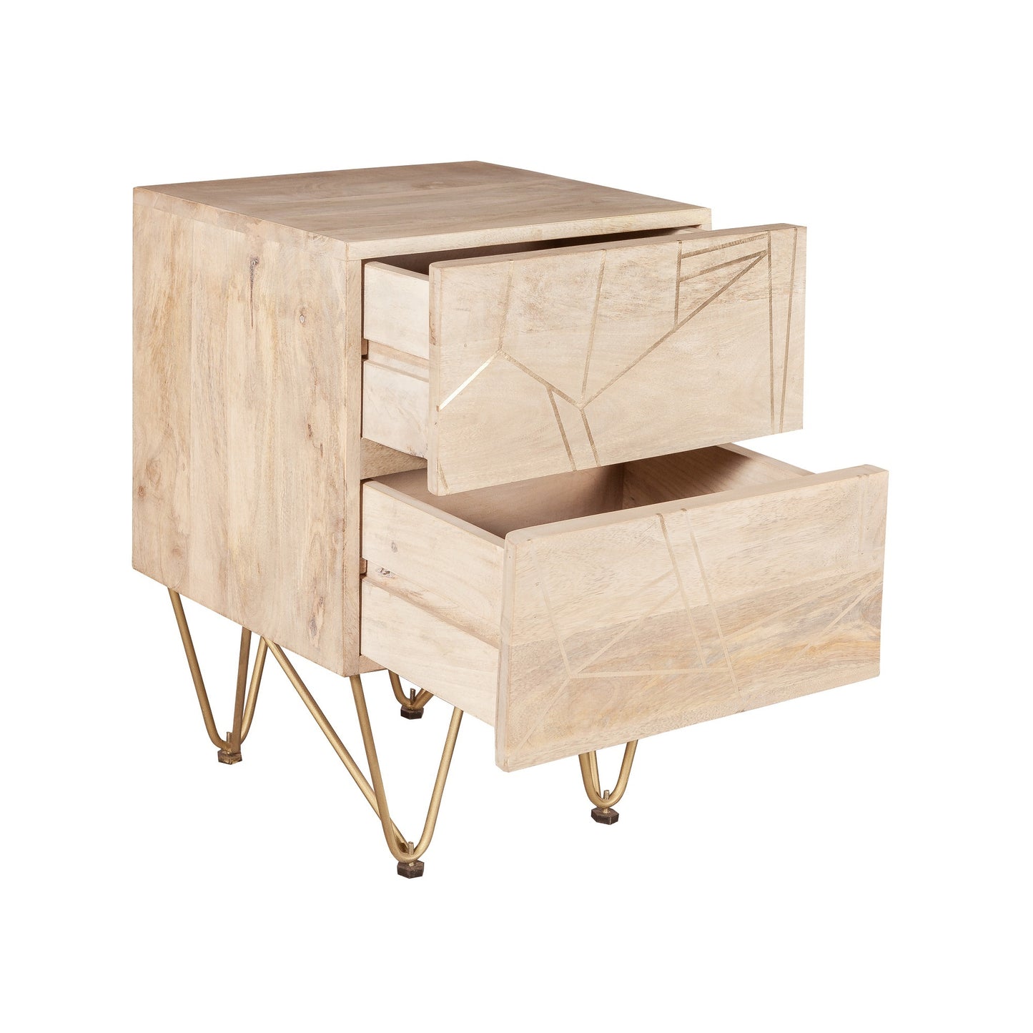 Boston Light Gold 2 Drawer Side Table