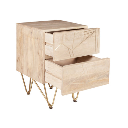 Boston Light Gold 2 Drawer Side Table