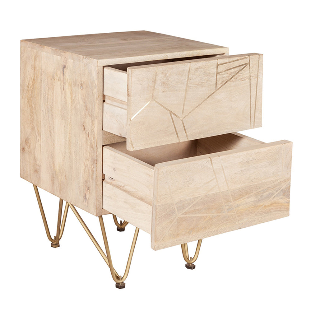 Boston Light Gold 2 Drawer Side Table