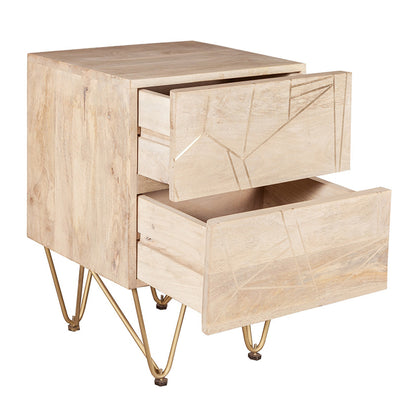 Boston Light Gold 2 Drawer Side Table