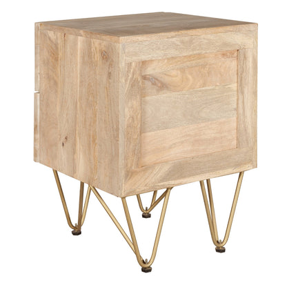 Boston Light Gold 2 Drawer Side Table