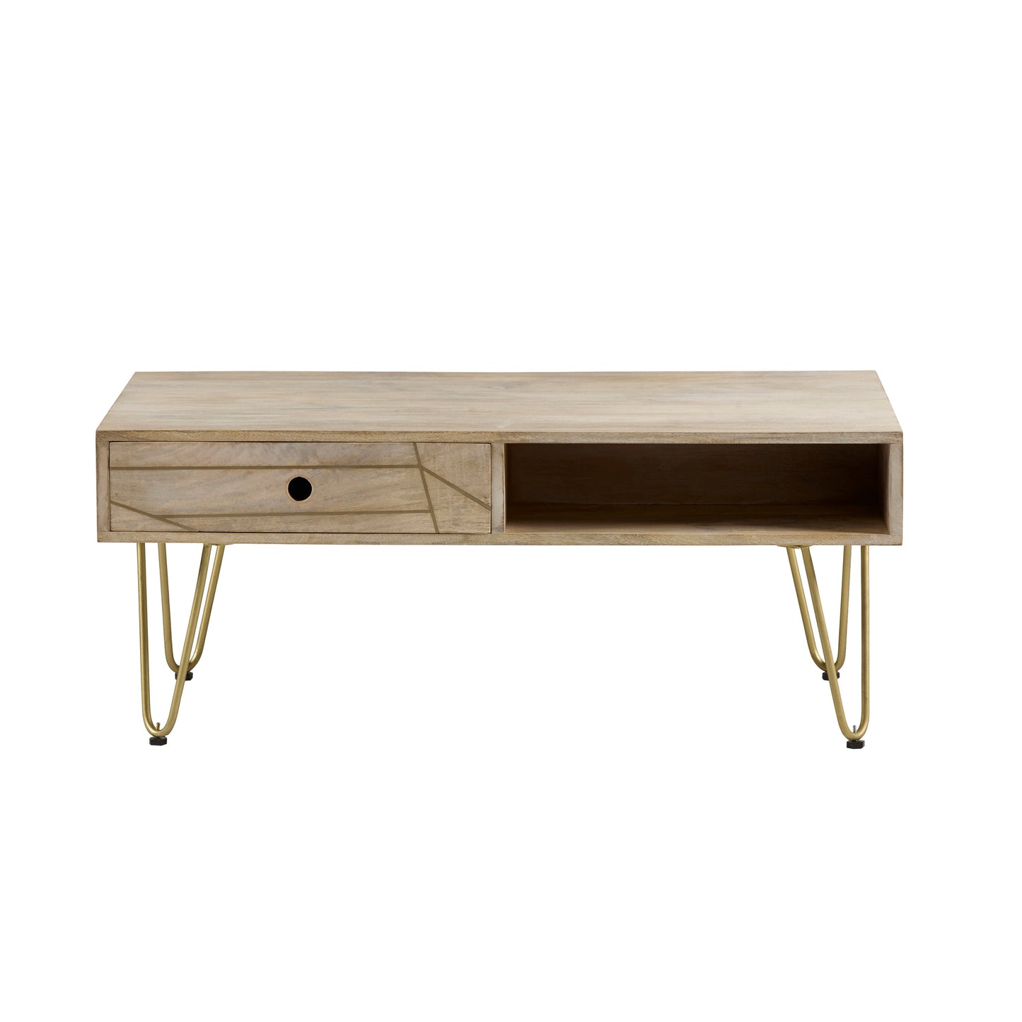 Boston Light Gold Rectangular Coffee Table With Drawer