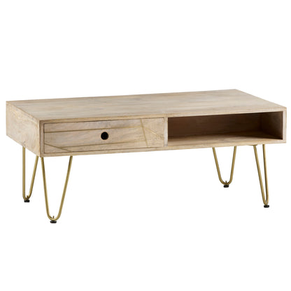 Boston Light Gold Rectangular Coffee Table With Drawer