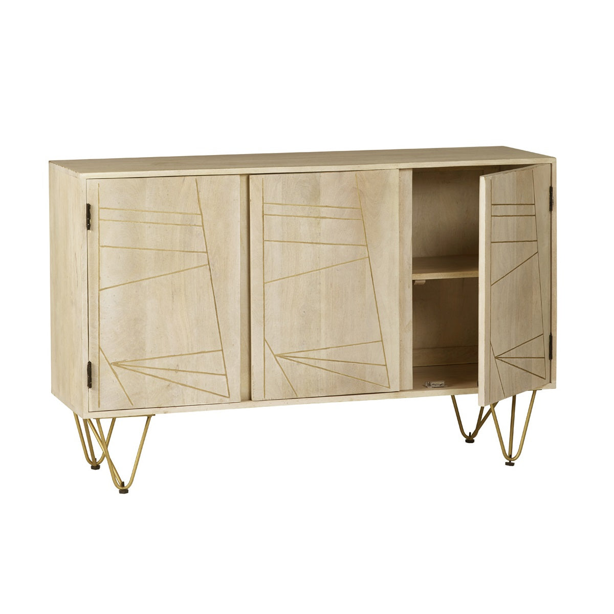 Boston Light Gold Large Sideboard 3 Doors