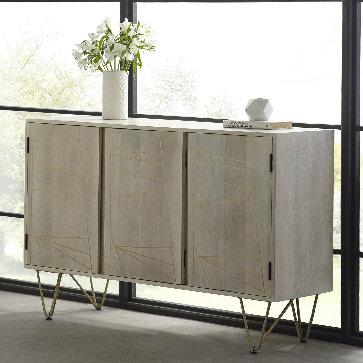 Boston Light Gold Large Sideboard 3 Doors