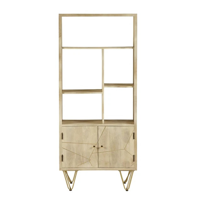 Boston Light Gold Large Bookcase 2 Door