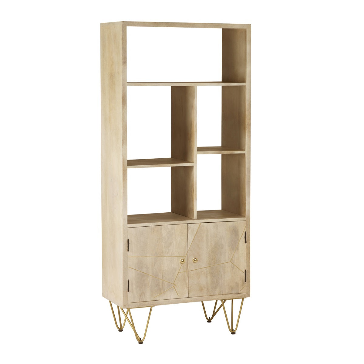 Boston Light Gold Large Bookcase 2 Door