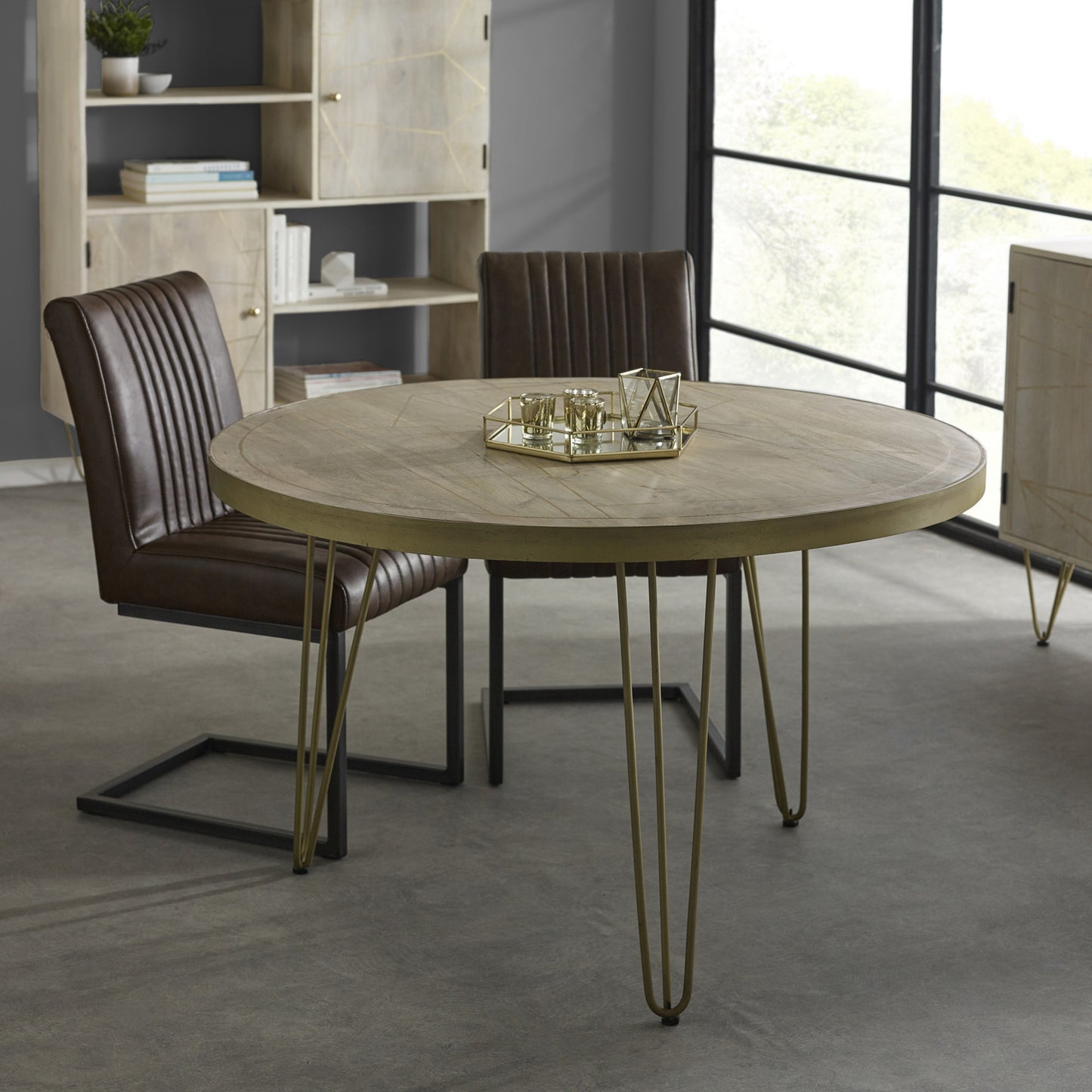 Boston Light Gold Round Dining Table