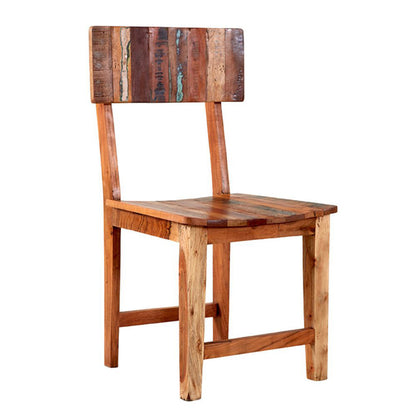 Reclaimed Style Round Dining Table With 4 Seater Chair