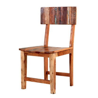 Reclaimed Style Round Dining Table With 4 Seater Chair